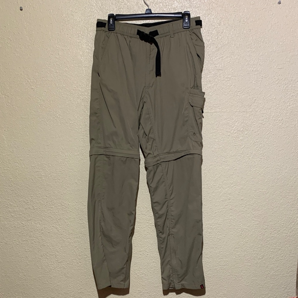 Alpine Men's Pants M Green Convertible Zip Off Short Cargo Hiking Nylon Outdoor